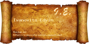 Ivanovits Edvin névjegykártya